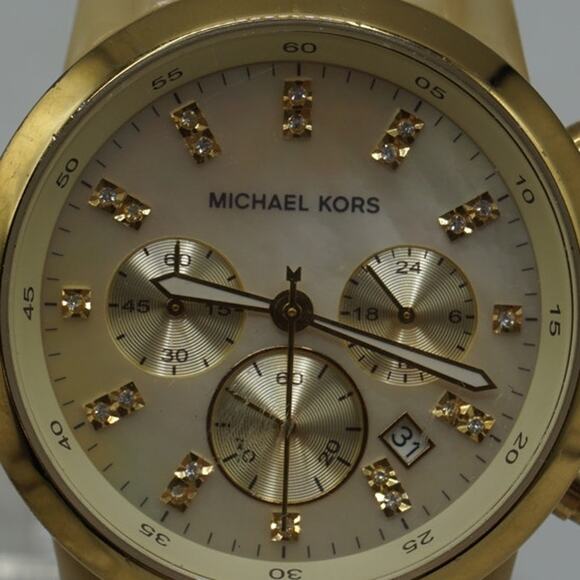 Michael Kors Ritz Horn Band w/ Mother of Pearl Face Chronograph Watch - Picture 3 of 5